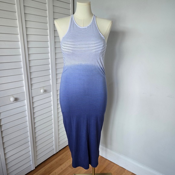 Athleta Sunkissed Ombre Striped Midi Dress Size M‎ Athleisure Casual Travel - Picture 1 of 13